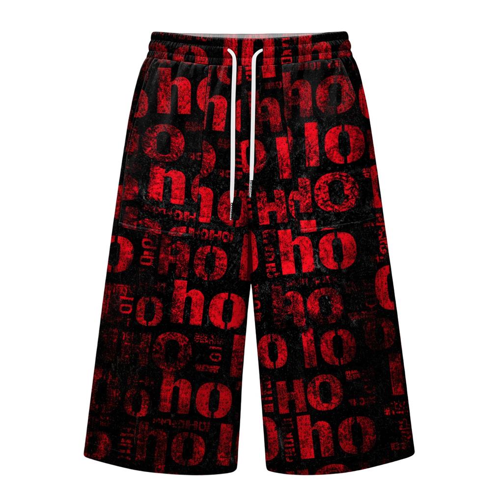 Men's Loose Fit Halloween Print Cargo Shorts with Large Pockets