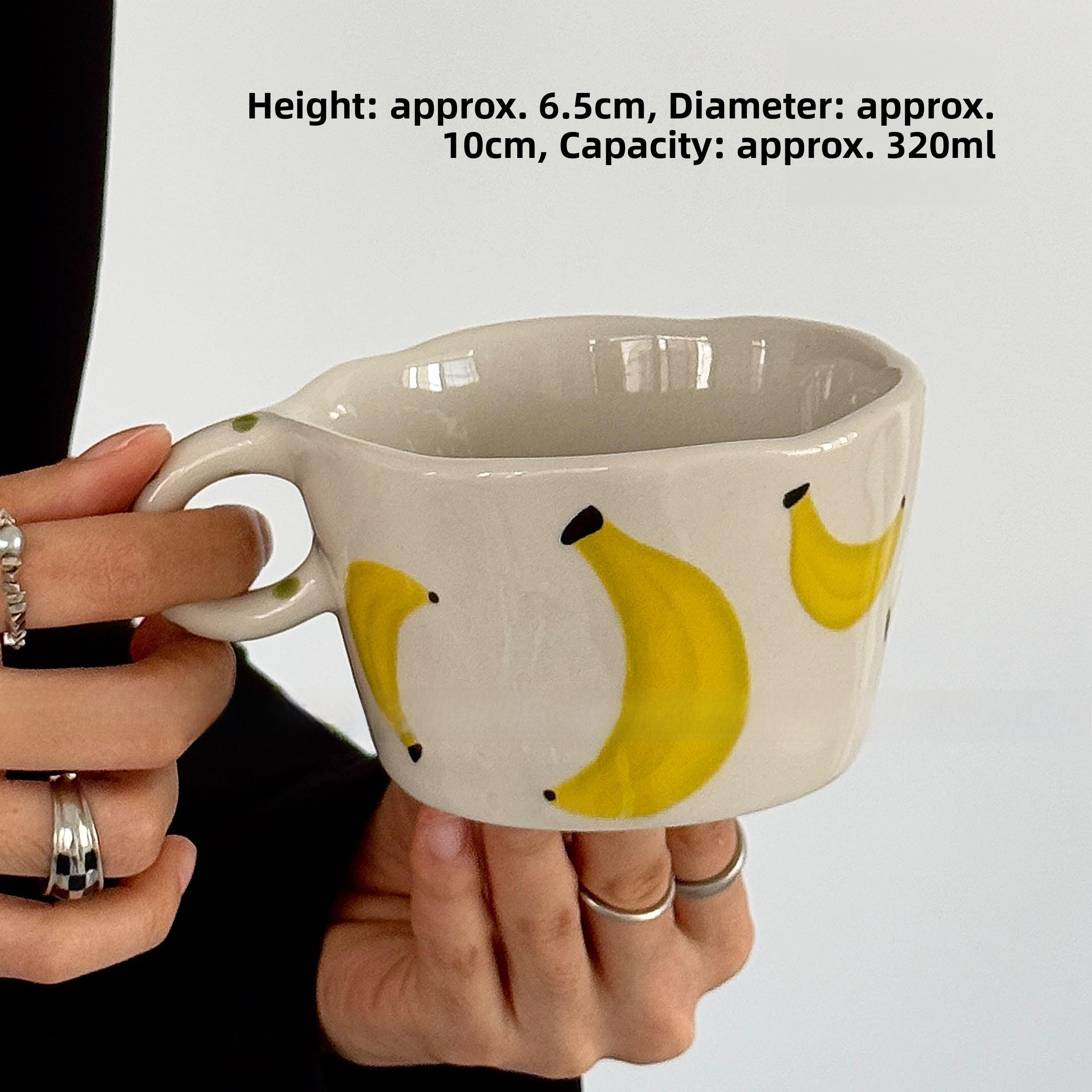 Large Capaci Cerc Hand-Painted Banana Cup Orange Original Vintage Sle Coffee Mug Unique Gift Single Ear Handle Cup 201-300ml чёрный