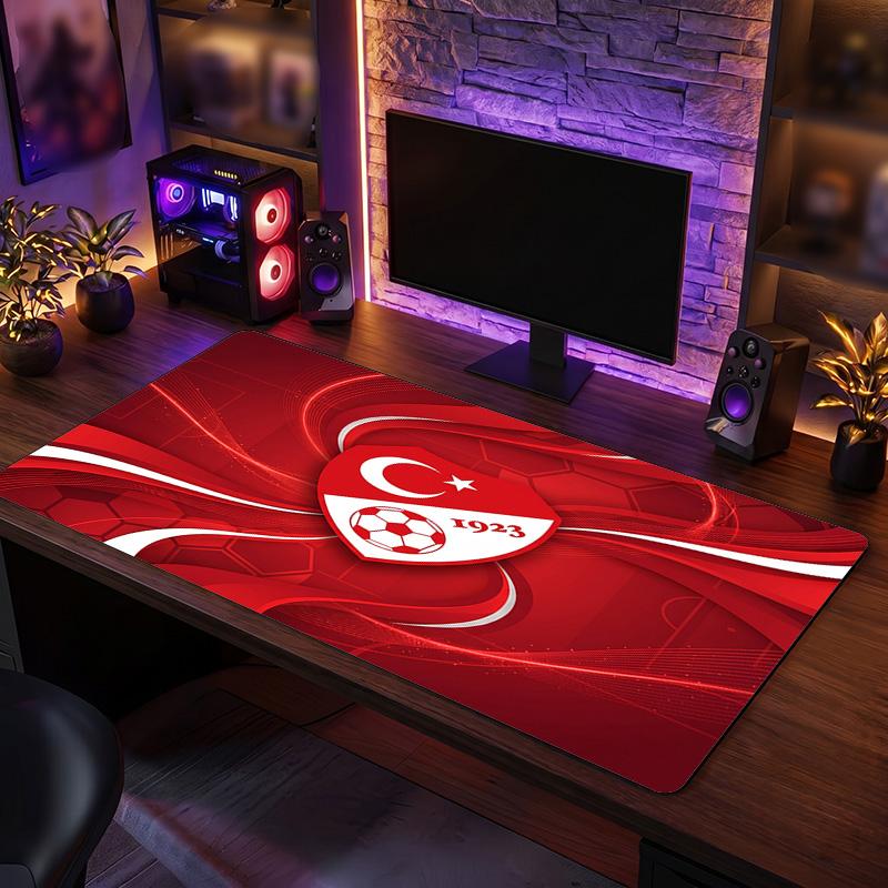 Turkey Football Crest Mouse Pad, Extended Non Slip Rubber Desk Mat for Gaming Office Laptop Fan Gift