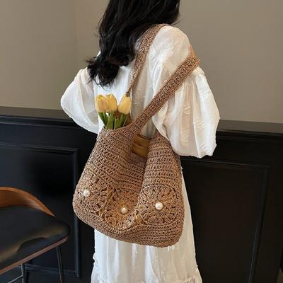Sommer Retro Großvolumige Einzel-Schulter Tragetasche Strandurlaub Strand Gewebte Tasche