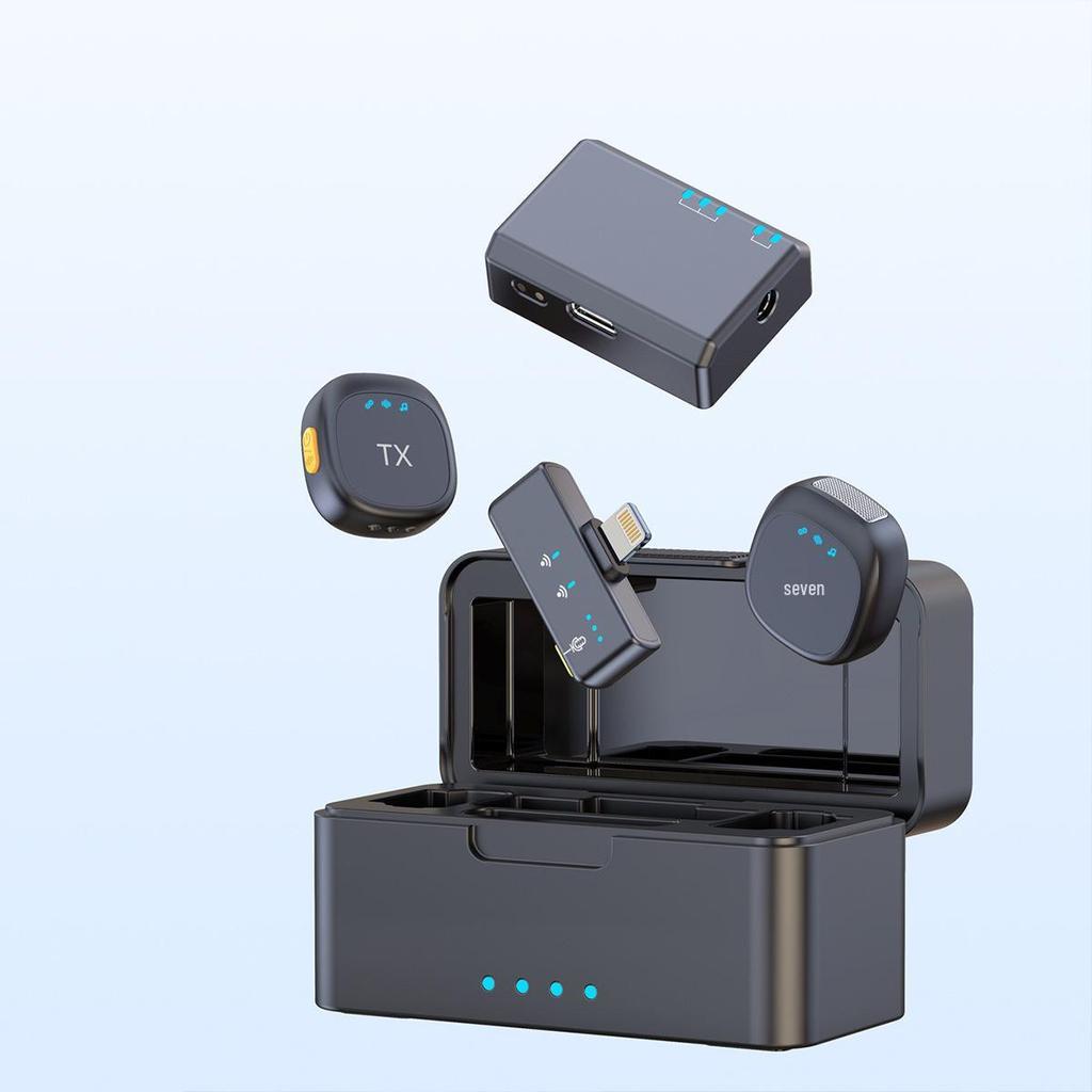 Magnetic Wireless Lavalier Microphone with Cold Shoe Mount and Noise Reduction for Live Streaming and Outdoor Shooting.