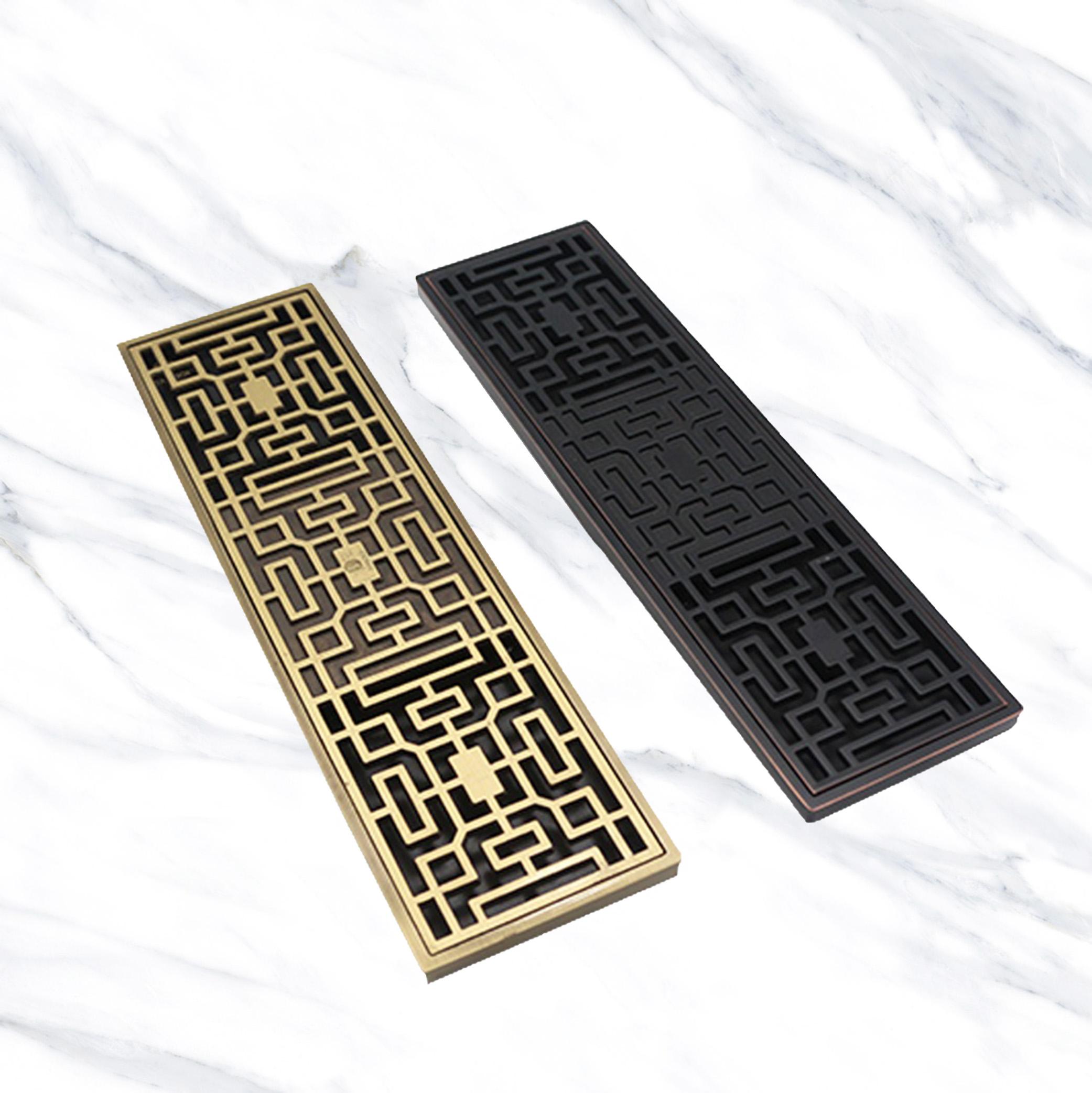 BANGQI Antique Brass Linear Floor Drain Rectangular Casting for Bathroom Shower for Hotel Use green bronze