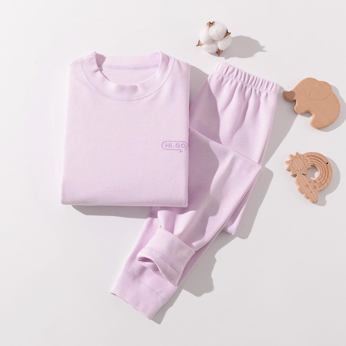 

Children s Soft Cotton Warm Pajama Set - Thick Velvet Base Layer for Autumn/Winter, 280g. 90cm