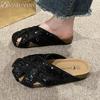 Fashion Bling Weave Mules Shoes Woman Casual Platform Slippers Women Flat Sandals Summer 2025 Trend Shallow Dress Comfort Slides Mujer