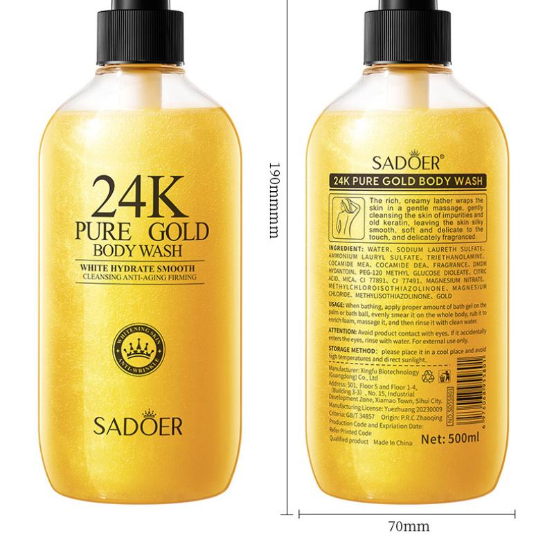24K Gold Body Wash 500ml SADOER Cleansing and Moisturizing Fragrance Body Wash