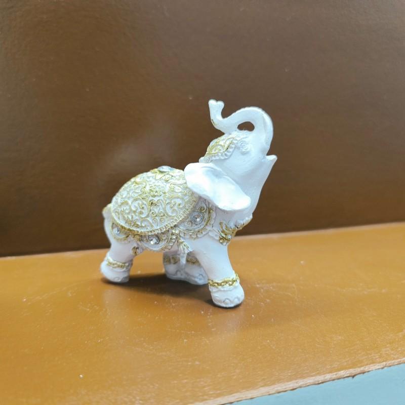 Resin Elephant Figurine Decorative Ornament In Gold Vintage Home Office Desk Living Room Entryway