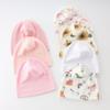 3 Set Baby Bonnet Caps Newborns Fetal Hat Fashionable Brimless Hat Trendy Headgear with Soft Anti-grab Mittens Gloves