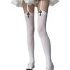 Lolita Gothic Cross Garter Stockings Velvet One-Piece Thigh High Socks Straps Elegant Black White Solid Color Over Knee Socks