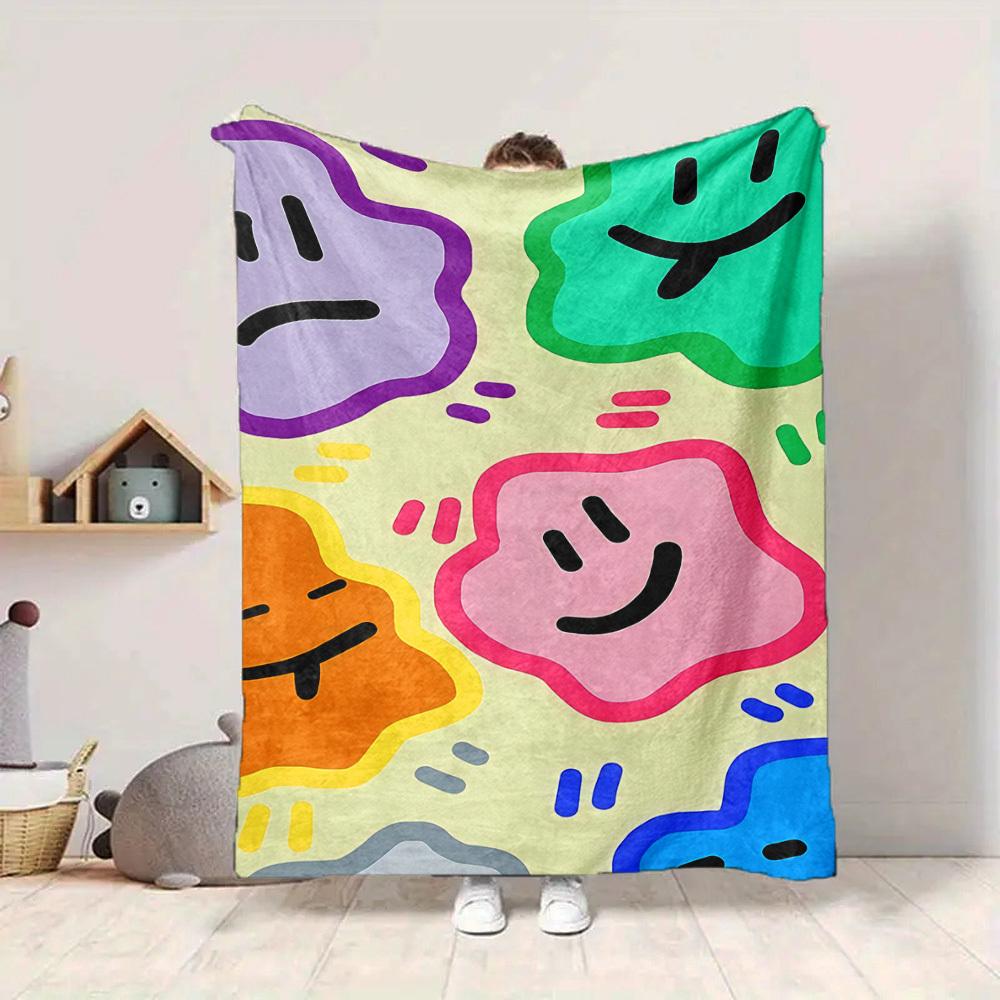 1pc Colorful Faces Blanket Warm, Cozy, And Soft, Suitable for Sofas, Beds, Cars, And Office Use.Perfect for Camping And Travel, Making It a Great Gift