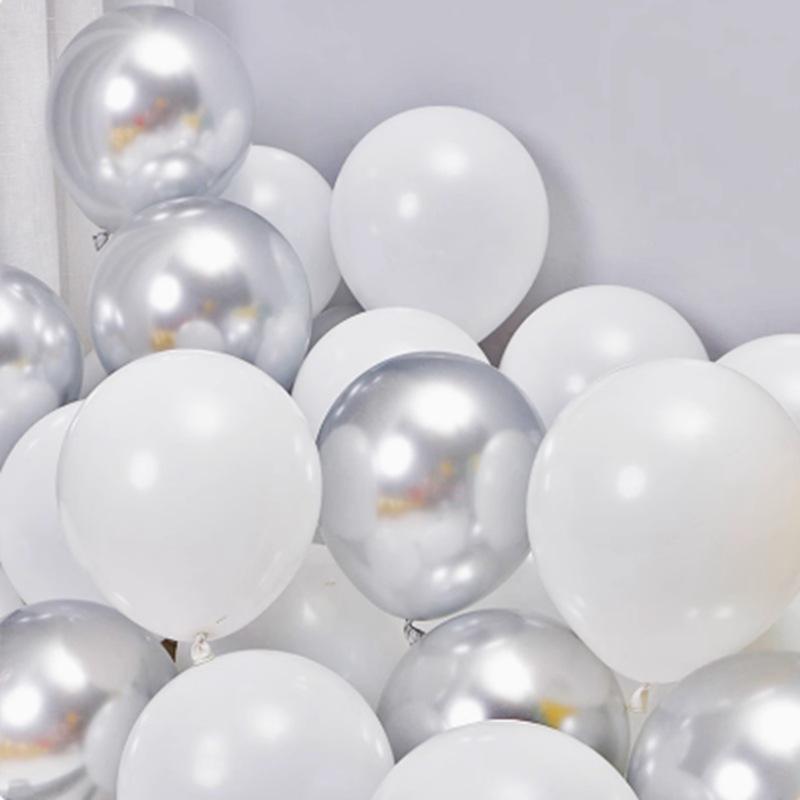 Black & White Silver Balloons for Birthday, Engagement, Proposal, or Store Opening Decorations
