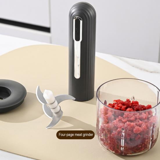 Electric Food Processor Rechargeable Meat Grinder with 2 Blades And 3 Bowls Portable Veggie Chopper Blender Kitchen Supplies