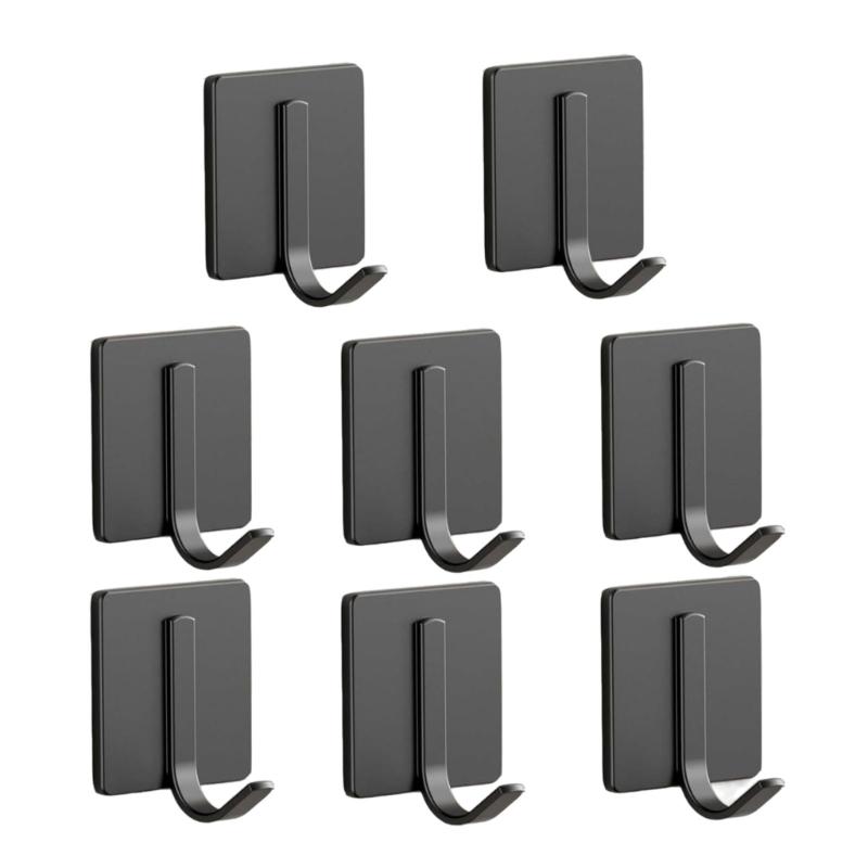 

Pack of 8 Convenient Stick on Holder Practical Strong Adhesive Hanger Simple Wall Hook without Drilling for Bathroom 1