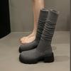 Fashion Design Stretch Fabric Platform High Heels Sock Over-the-Knee Boots Fashion Stretch Slim Long Booties