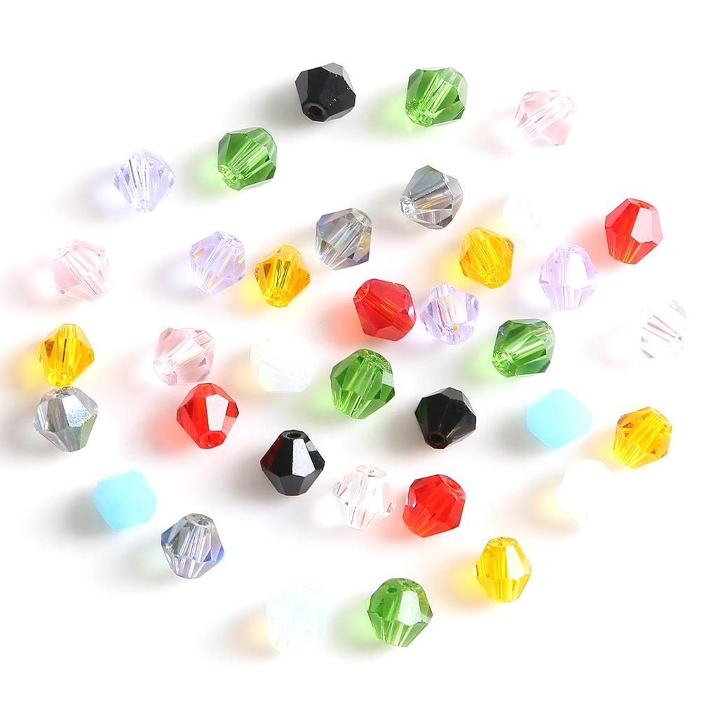 4mm Faceted Diamond Crystal Glass Beads for Handmade Hair Accessories