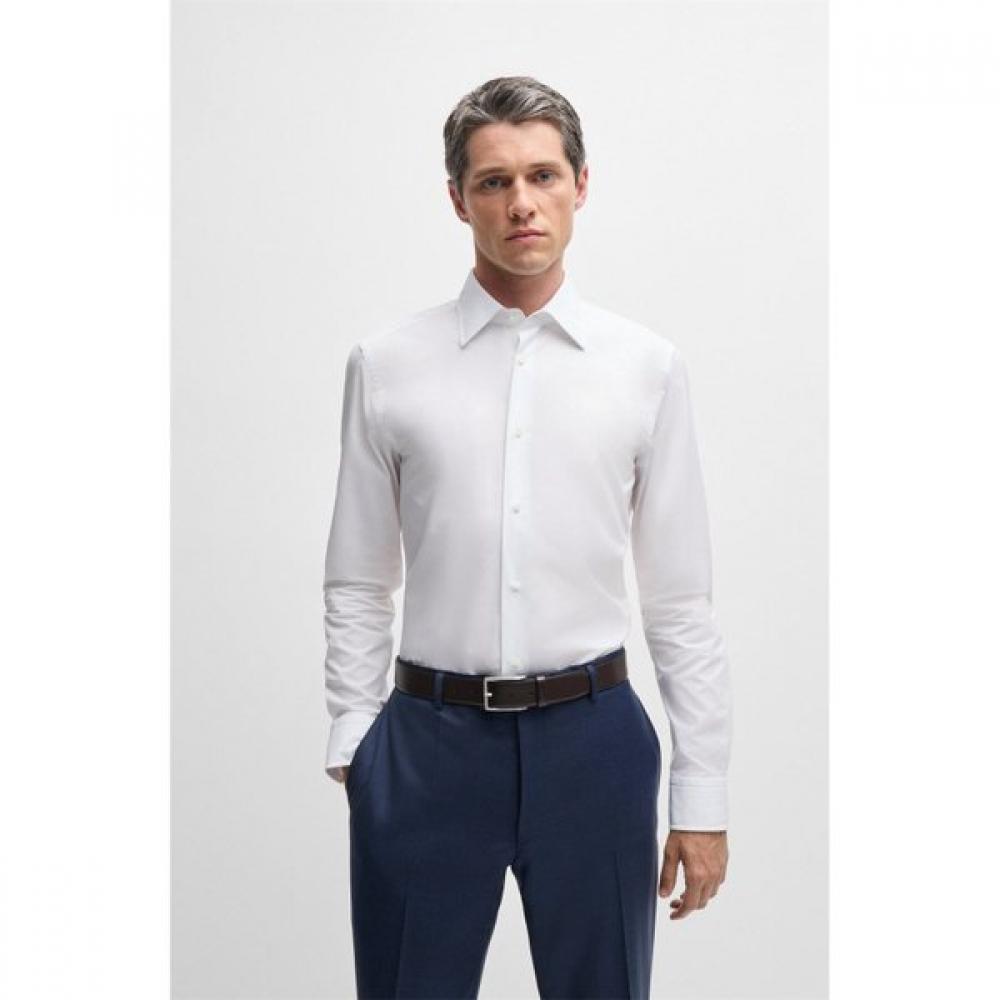Boss Italian Cotton Poplin Slim Fit Shirt White 50525367100