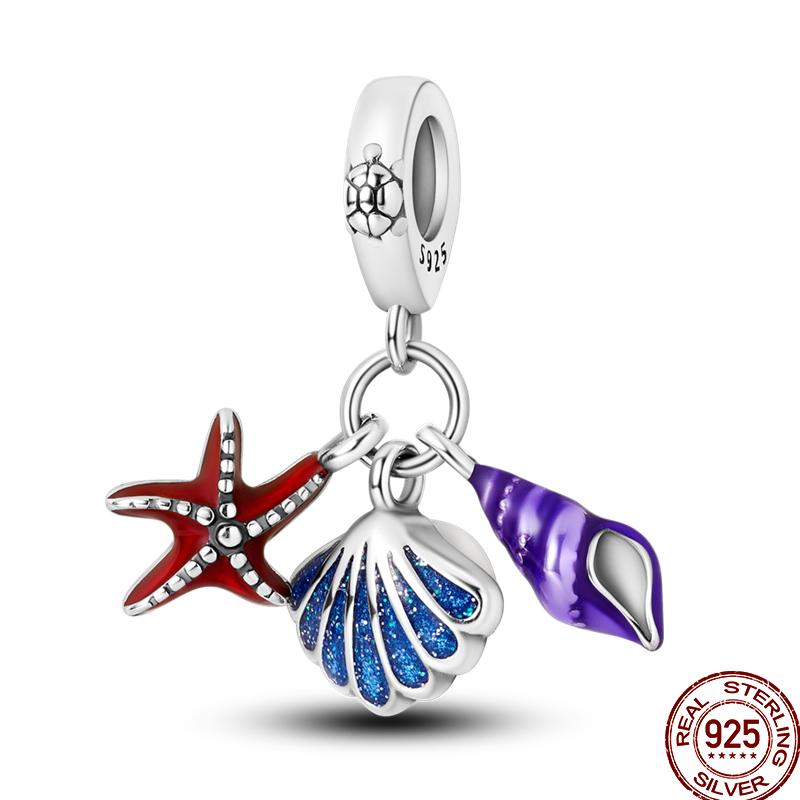 Copper Beach Ocean Vacation Drink Starfish Charm Beads Suitable Fit Pan Original Bracelet Diy Holiday Jewelry Gift