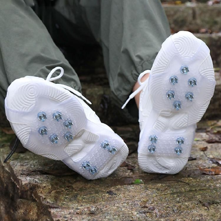 Ice Cleats With 10 Steel Spikes Elastic Silicone Traction Aids For Winter Boots Hiking Shoes Covers Ice Grippers Unisex