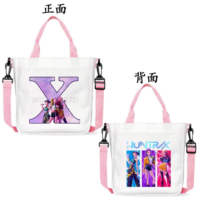 Anime Cartoon Letter Shoulder Bag Versatile Commuter Handbag Large Capacity Student Canvas Bag