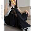 Summer Women Lace Cargo Pants High Waist Hollow Out Design Loose Fit Wide Leg Trousers