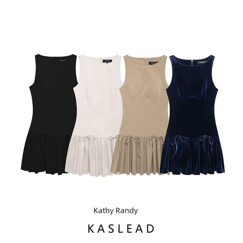 Kaslead New Arrival Women's Clothing Fashion Style Fashion Minimalist Bowknot Decoration Mini Dress 3152278