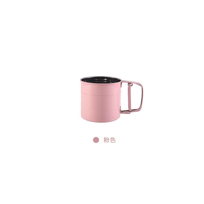 Stainless steel hand-held flour sieve semi-automatic hand pressure filter kitchen baking tools cup flour sieve sugar sieve