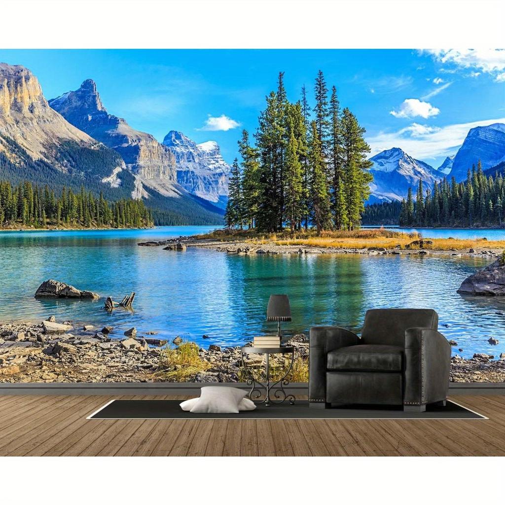 Arazzo Paesaggio Lago Montagne Rocciose Canadesi Appeso a Parete Per Soggiorno Camera da Letto Decorazione Arte Paesaggistica Stampa Decorazione Casa