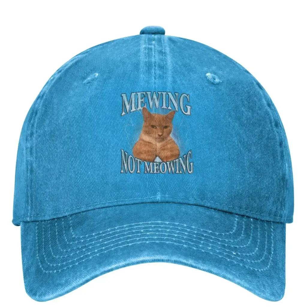 Mewing Not Meowing Funny Casual Baseball Cap Cat Meme Running Hippie Trucker Hat Sun Visor Men Adult Streetwear Baseball Caps