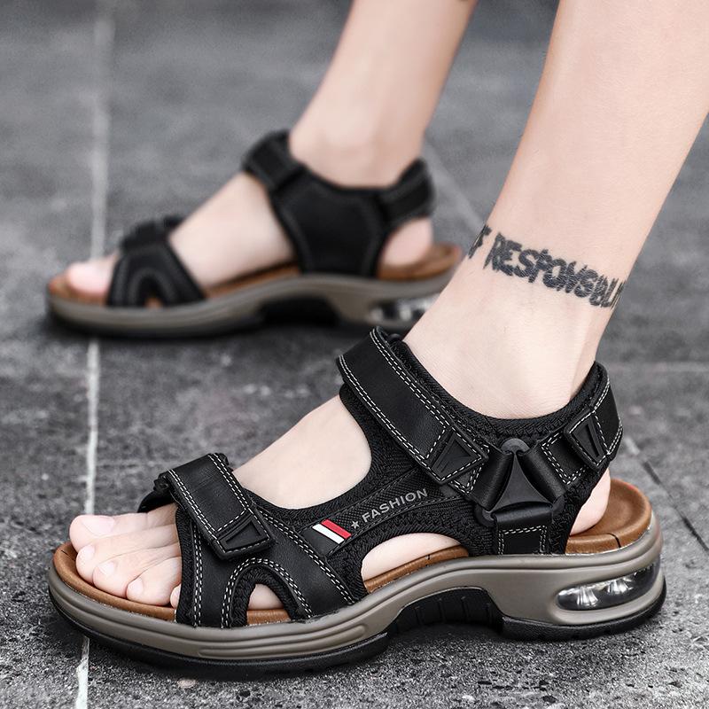 Summer  Men's Sandals Open Toed Sandals Soft Beach Flip Flop Comfortable Leather Sandals Outdoor Men Roman Sandals