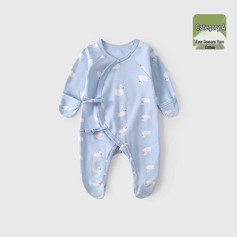 Baby Romper Pure Cotton A-Grade Crawling Suit with Hand & Foot Covers - Anti-Scratch Pajamas for Boys & Girls