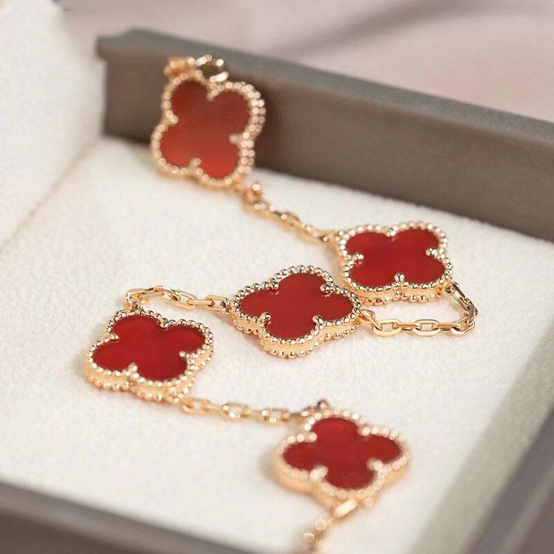 Bracciale da Donna a Quattro Fogli in Madreperla Double-Sided Placcato Oro 18K - Accessorio di Lusso Leggero