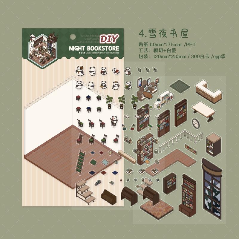 Mr. Paper, 3D House Landscape Decoration Material Sticker Package, Student DIY Scrapbook, Handmade Diary Decoration Sticker