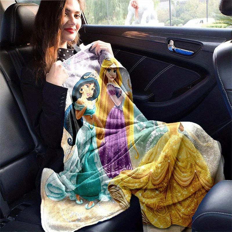 1pc Princess Printing Blanket - Soft, All-Season Throw for Office Blanket, | Personalized Gift with Adorable Cartoon Design