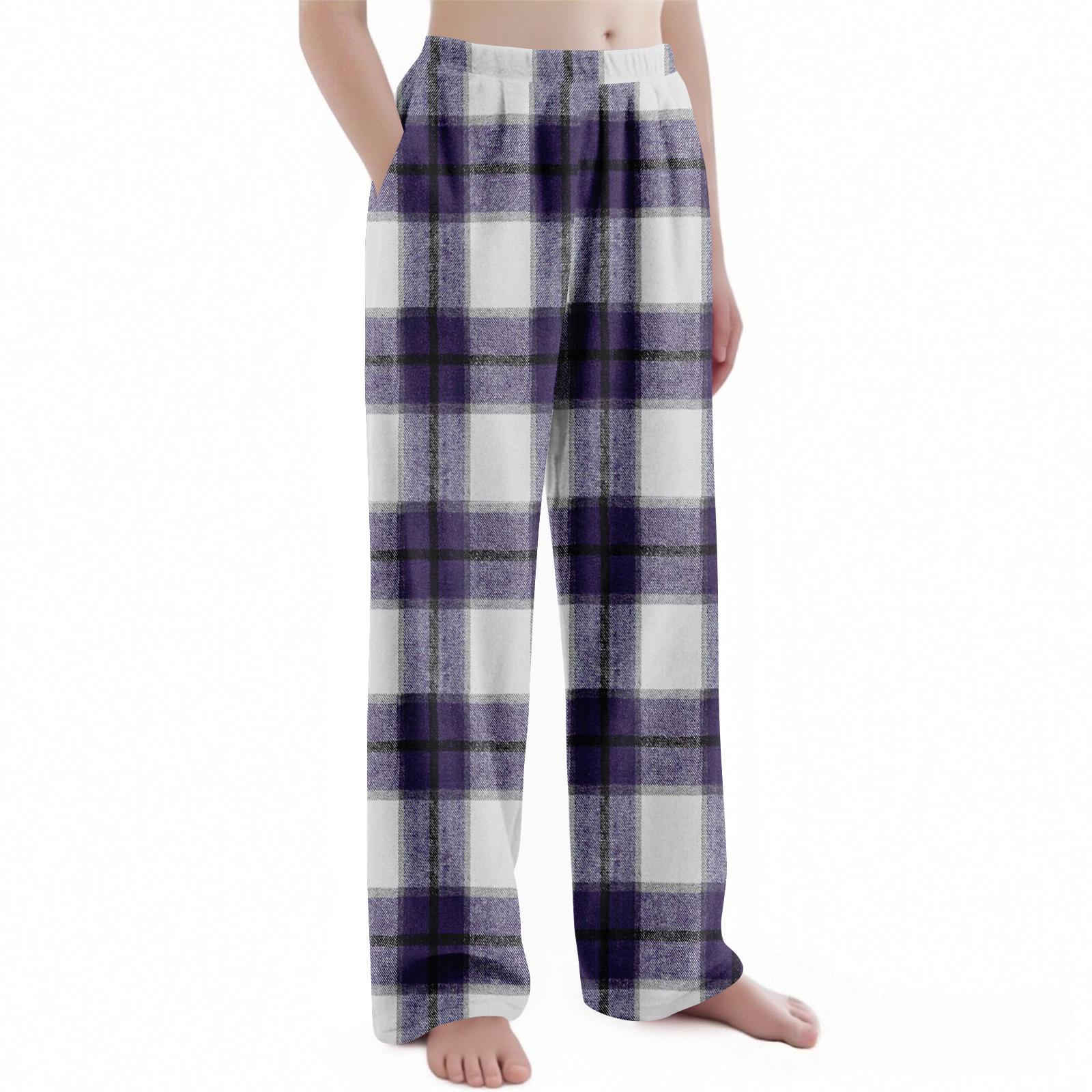 

Детские рождественские брюки с клетчатым принтом, плюшевые повседневные брюки 120 фиолетовый