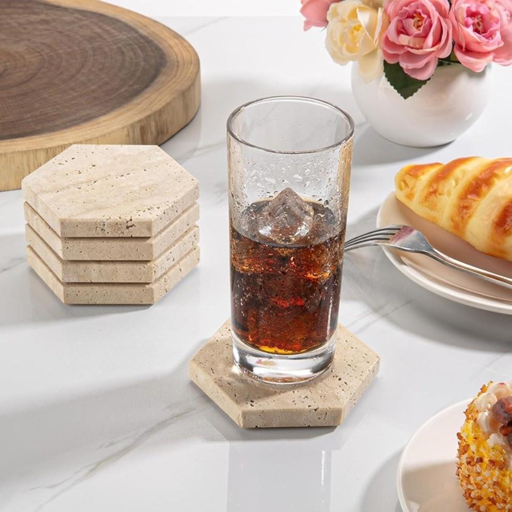 Natural Marble Coasters Placemat Travertine Insulation Pads  Photography Props
