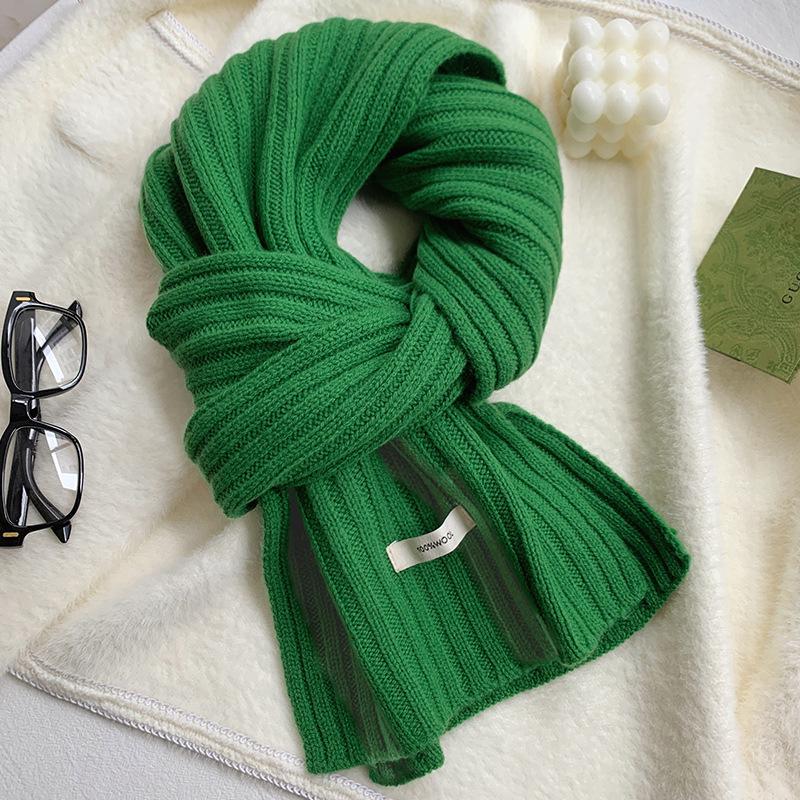 

Шерстяной шарф: Женский однотонный вязаный свитер зима 2024 года, универсальный для пар