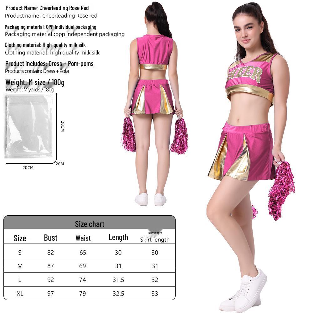 

Women s Cheerleading Dance Costume Set with Pom-Poms & Short Skirt Adult L