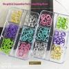 6Grids/Box Dopamine Colors Perforated Circular Ring Nail Accessories Parts For Nails Decoration Manicure Decor Supplies Material