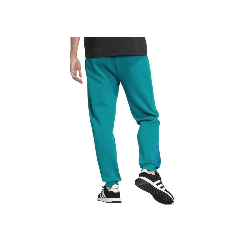 Adidas Neo Knit Solid Color Striped Cuff Joggers Men Bottoms Teal-Green HC9668