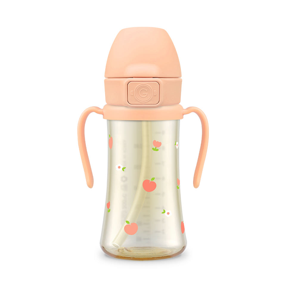 Grosmimi Peach Flower PPSU One-Touch Straw Cup (300ml)