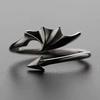 Elegant Gothic Wing Couple Rings Open Band Design Comfortable Wear Alloy Materials Unisex Matching Lovers Accessory