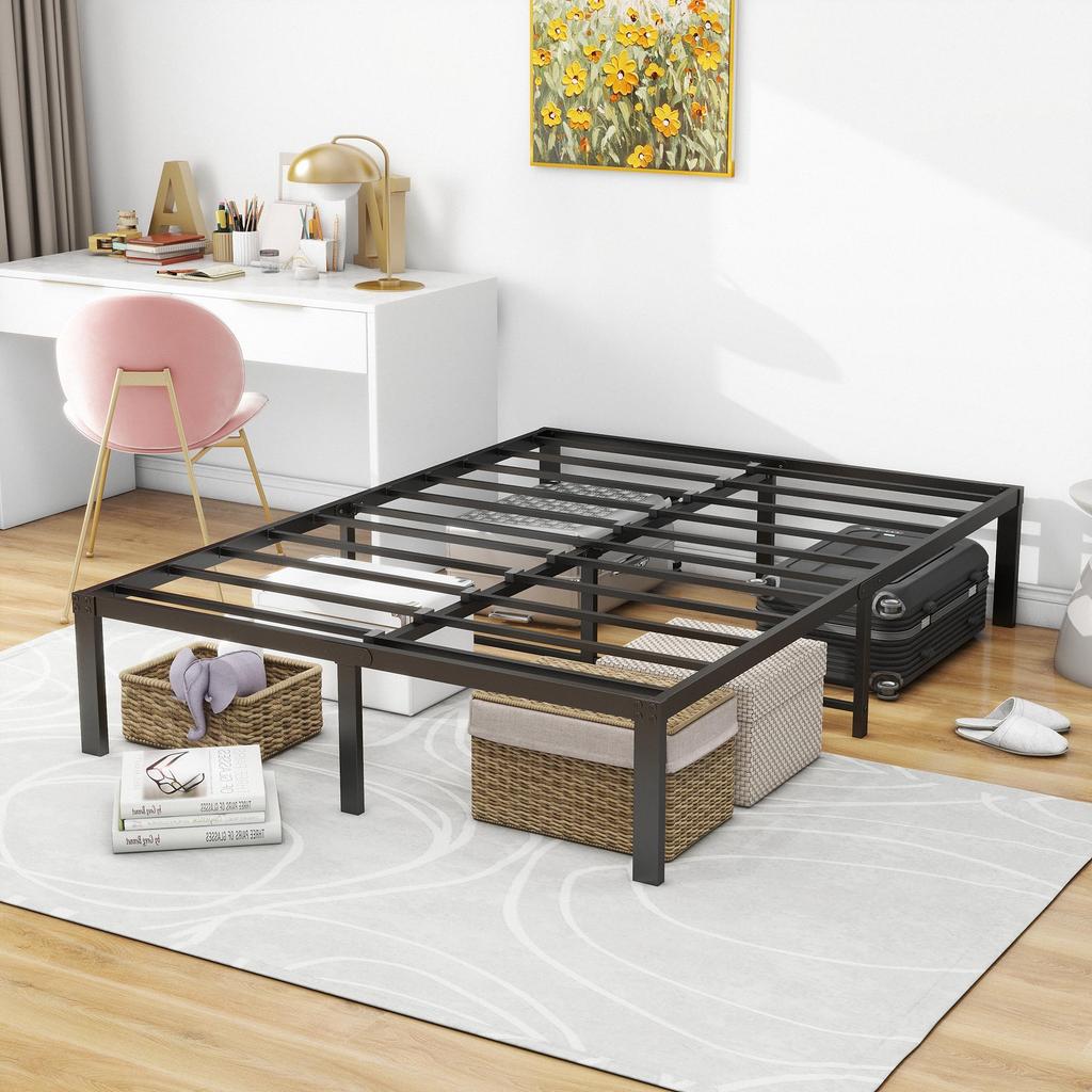 Bed Frame 120x200 Cm Metal, Sturdy Platform Bed with Headboard, Noiseless, Easy Assembly, No Box Spring Needed, Ideal for Couples & Guest Rooms