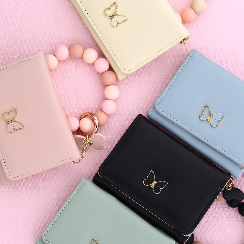 Boho Style Butterfly Wristlet Wallet Keychain Butterfly Charm Bangle Wallet Keychain  Cards Storage
