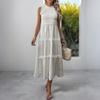 Sleeveless Women's Dress Casual Flowy A-Line Midi Tshirt Dresses With Pockets Crewneck Vocation Boho Beach Sundress