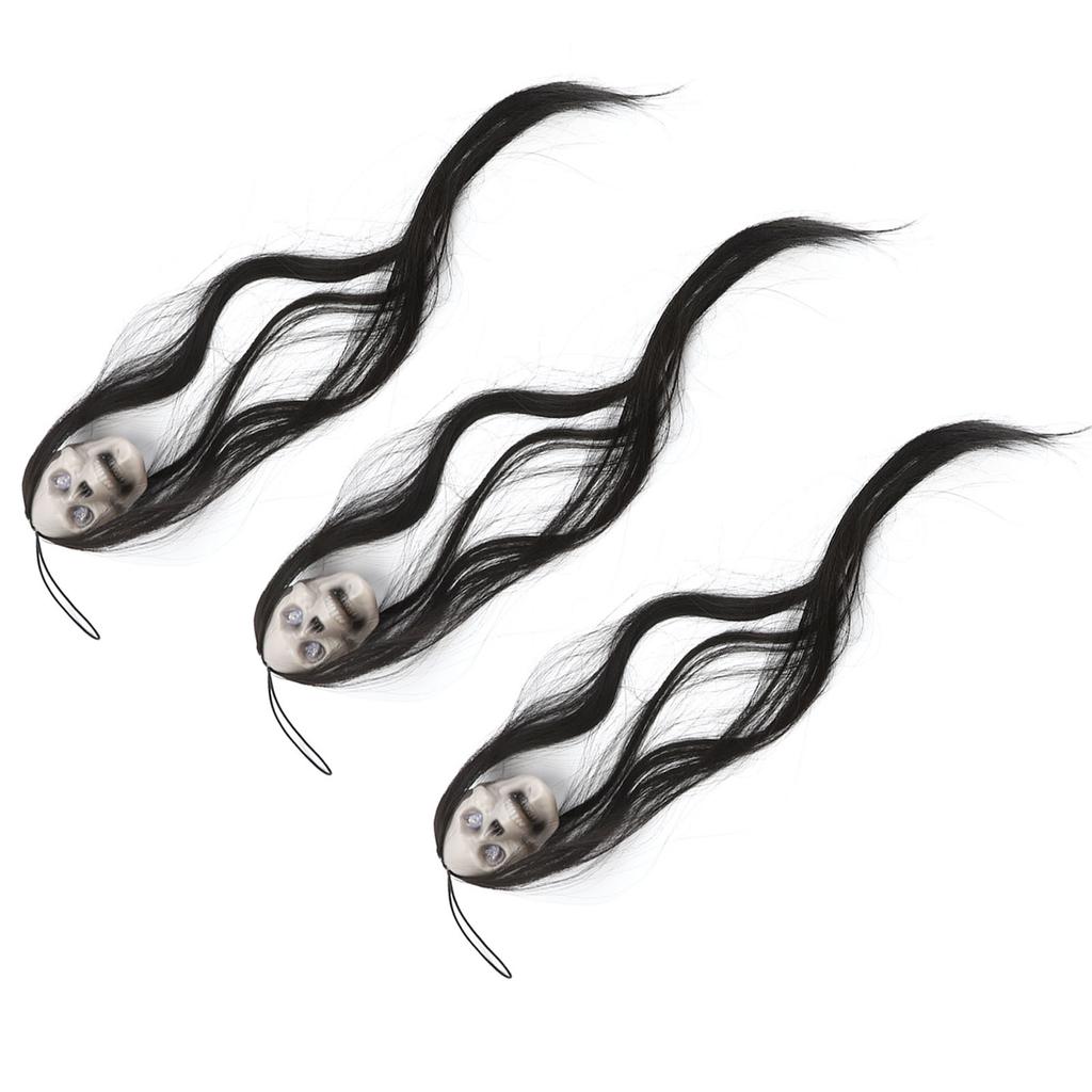 3 Pack Hanging Halloween Ghosts Decorations Glowing Eyes Long Hair Skeleton Scary Decor for Party Outdoors