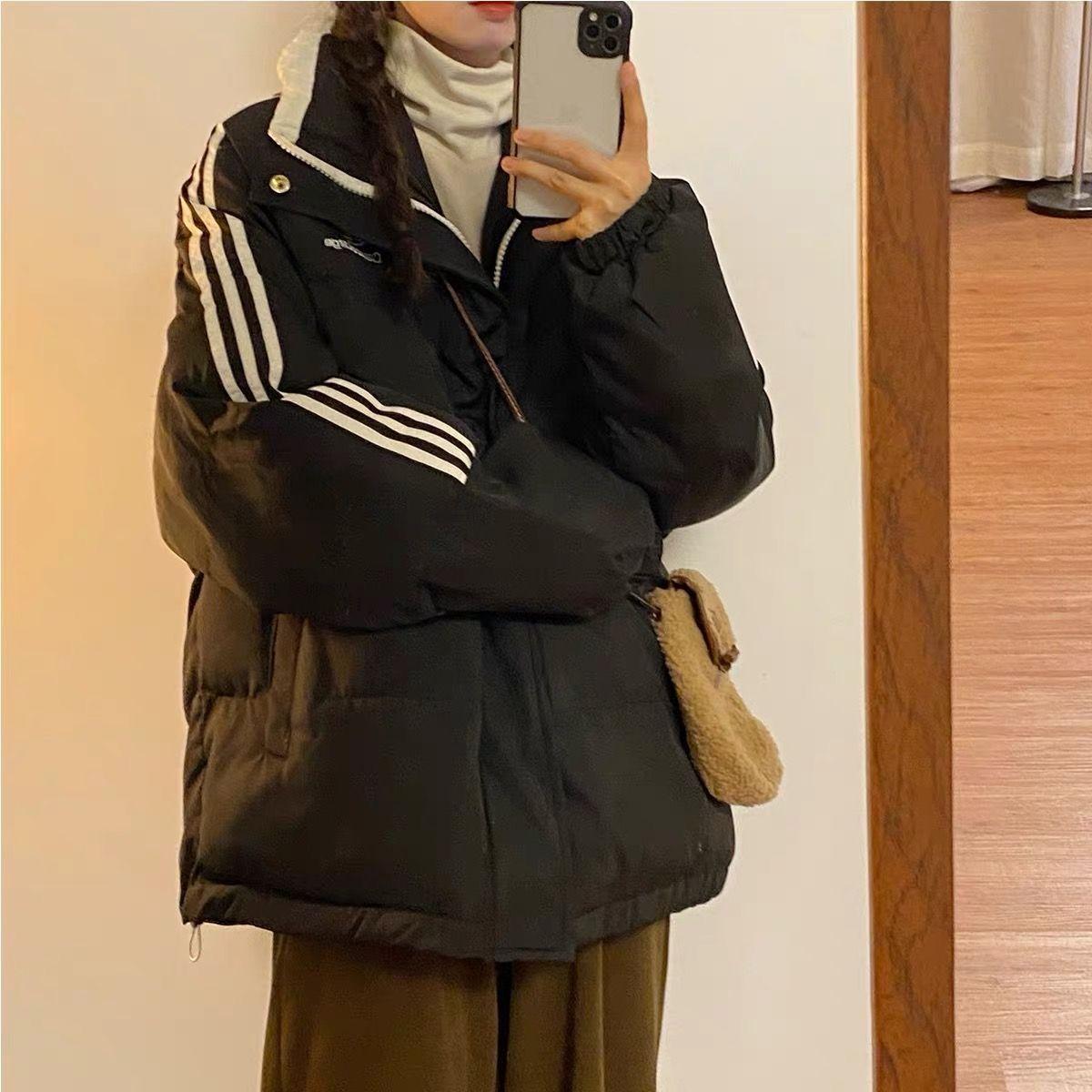 

Зимняя Новая Холодостойкая Стеганая Куртка в Три Полоски Женская Нишевая Куртка-Джокер Стеганая Куртка XL