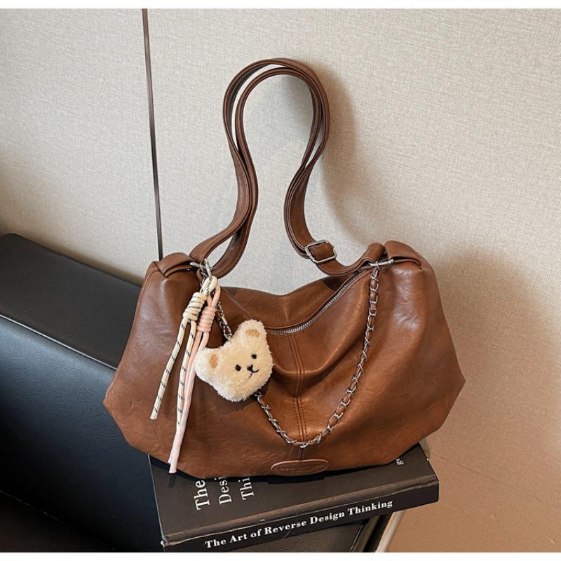 Large-capacity Retro Bag Women's Autumn and Winter New Casual Shoulder Messenger Bag Chain Pleated Tote Bag