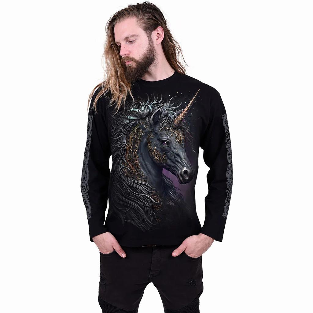 Spiral Direct Unisex Adult Celtic Unicorn Long-Sleeved T-Shirt