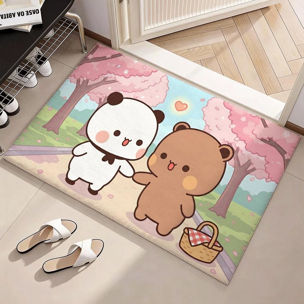Lovely Cute Character B-BUBU DUDUs Floor Mat Soft Thickened Flannel Door Mat Non-Slip Living Room Rug Home Decor