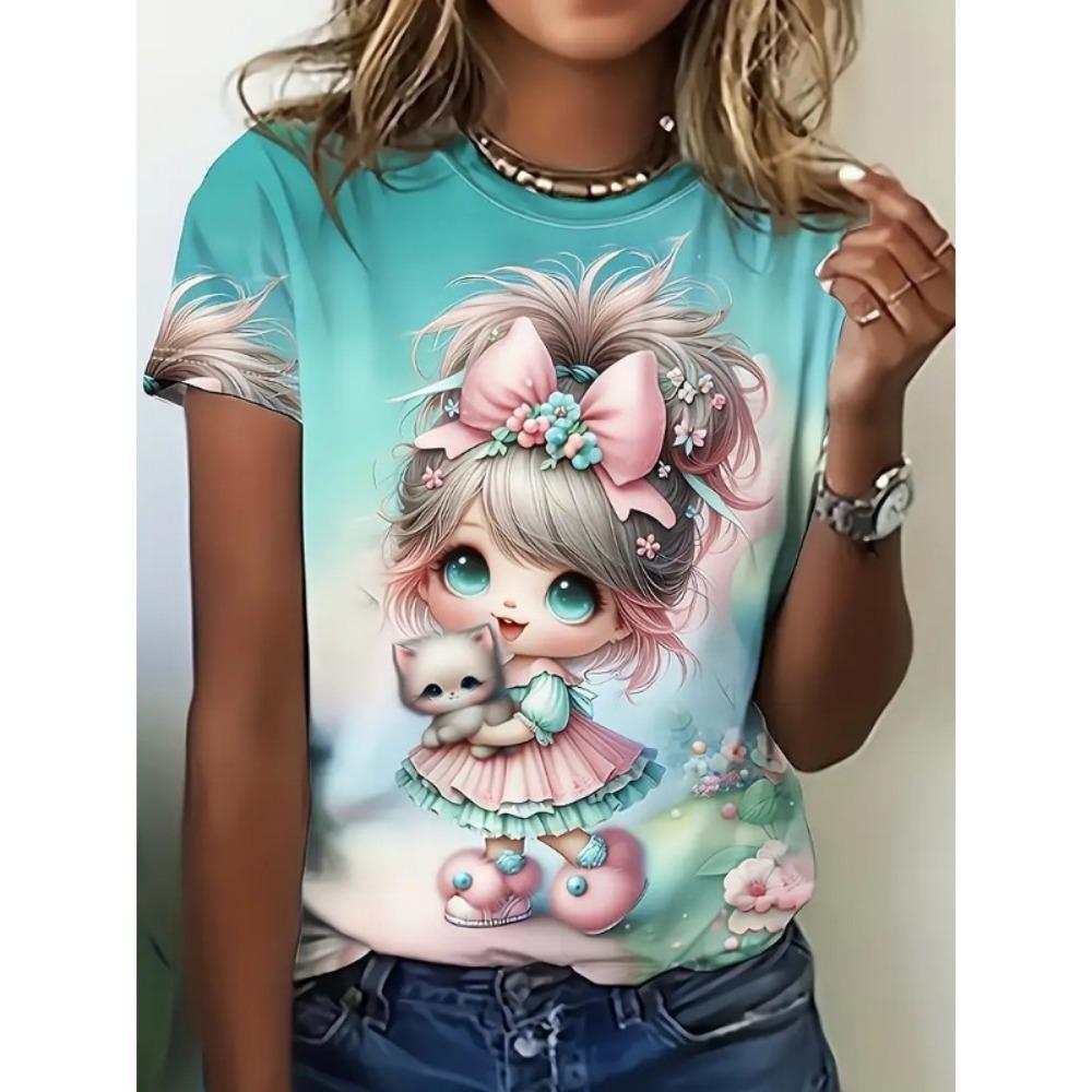 Summer Beautiful Woman 3D Print T-shirts Women Streetwear Fashion Casual