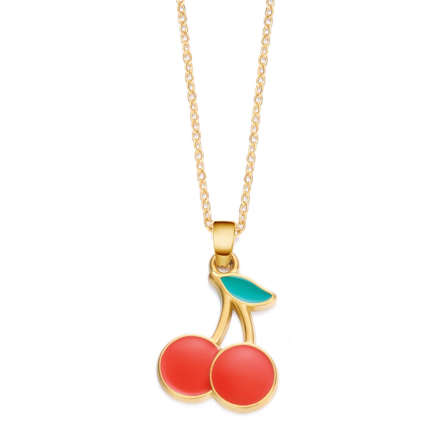 

Retro Gold Color Stainless Steel Cherry Necklace for Women Charm Red Enamel Strawberry Necklace Trendy Waterproof Jewelry Gift